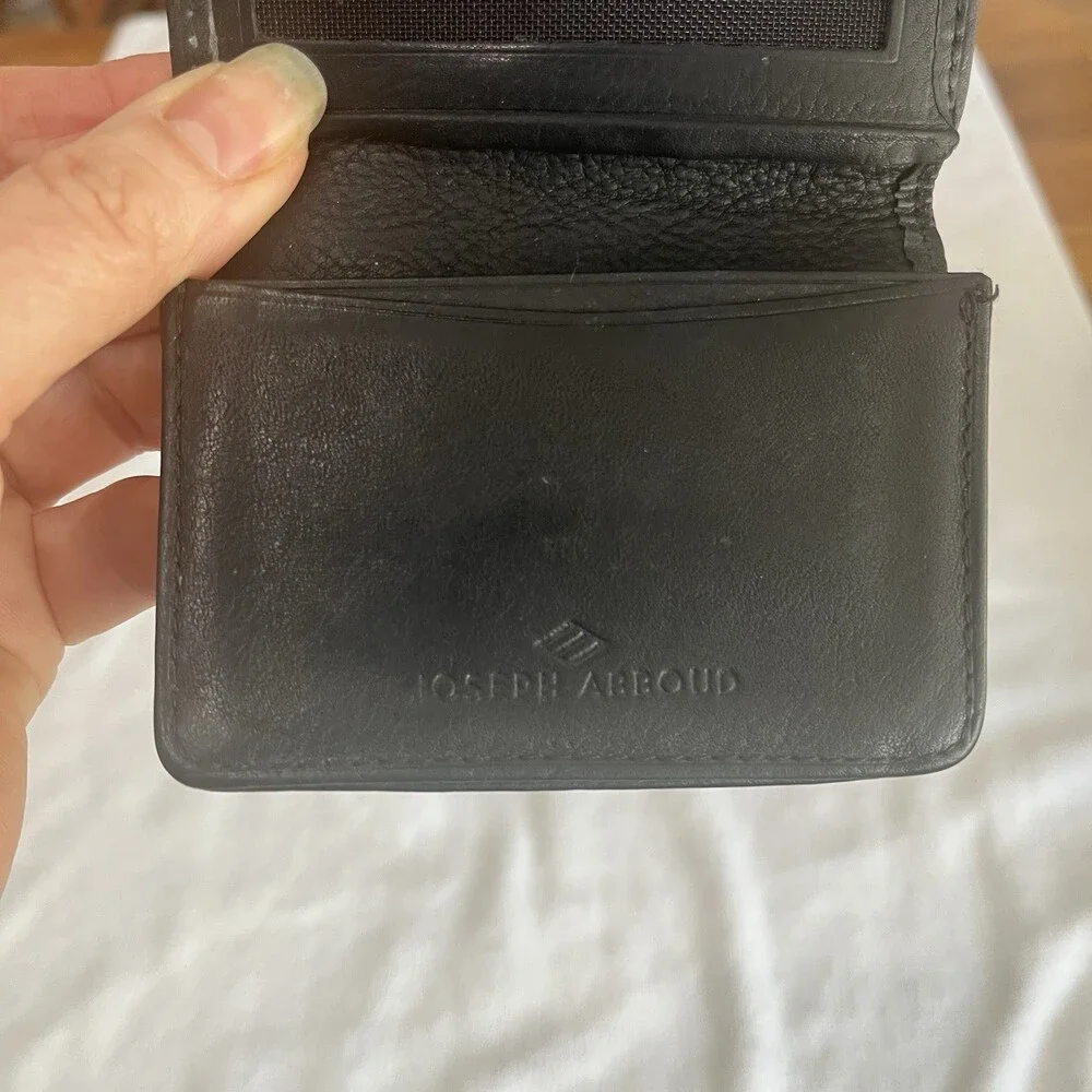 Joseph Abboud Men’s Black Pebble Leather Bifold Card/ID‎ Holder Wallet 3x4